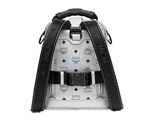 MCM Women's Berlin Silver Metallic Coated Canvas Mini Backpack MUK9SJV23SB001