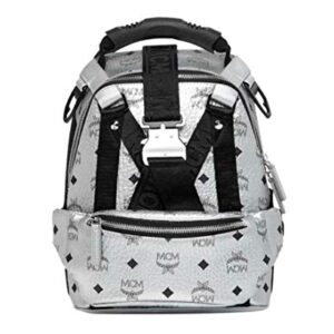 MCM Women's Berlin Silver Metallic Coated Canvas Mini Backpack MUK9SJV23SB001