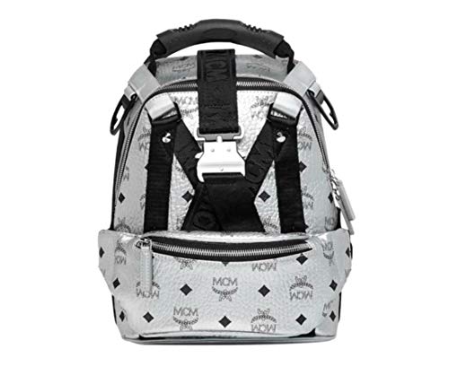 MCM Women's Berlin Silver Metallic Coated Canvas Mini Backpack MUK9SJV23SB001