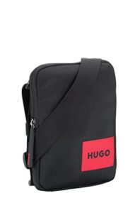 hugo men’s ethon nylon mini crossbody bag, black fog, one size