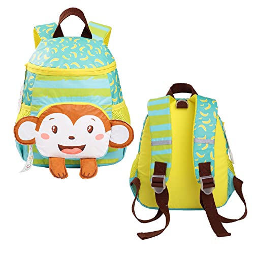 GreenTribes Toddler Backpack - Tyvek - Animal Schoolbag for Kids - Waterproof Preschool Backpack - Travel Paper Bag for Baby Girl Boy 2-8 Years,Cute Monkey