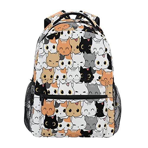 TropicalLife Cute Cats Kitten Pattern Backpacks Travel Laptop Backpack Elementary Book Bag Casual Daypack for Teen Girls Boys Women School