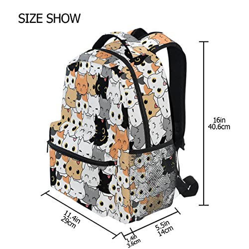 TropicalLife Cute Cats Kitten Pattern Backpacks Travel Laptop Backpack Elementary Book Bag Casual Daypack for Teen Girls Boys Women School