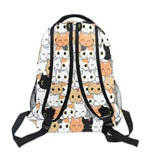 TropicalLife Cute Cats Kitten Pattern Backpacks Travel Laptop Backpack Elementary Book Bag Casual Daypack for Teen Girls Boys Women School