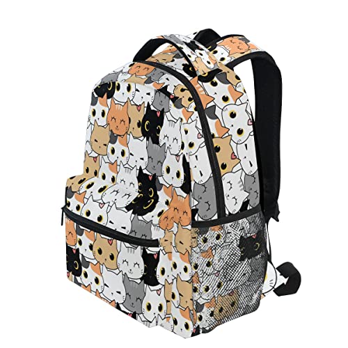 TropicalLife Cute Cats Kitten Pattern Backpacks Travel Laptop Backpack Elementary Book Bag Casual Daypack for Teen Girls Boys Women School