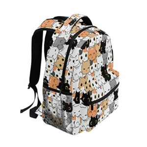 TropicalLife Cute Cats Kitten Pattern Backpacks Travel Laptop Backpack Elementary Book Bag Casual Daypack for Teen Girls Boys Women School