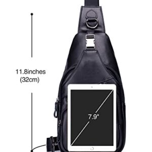 Leather Sling Bag Small Purse for Men Women Crossbady Bag Chest Bags Shoulder Backpack Cross Body Man Womens Water Resistant Vintage