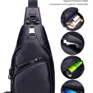 Leather Sling Bag Small Purse for Men Women Crossbady Bag Chest Bags Shoulder Backpack Cross Body Man Womens Water Resistant Vintage