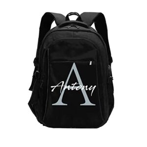 slocenk custom backpack personalized for boys girls men women with name customized travel laptop bag bookbag with usb port, black