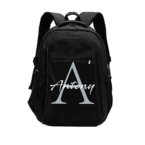 Slocenk Custom Backpack Personalized for Boys Girls Men Women with Name Customized Travel Laptop Bag Bookbag with USB Port, Black