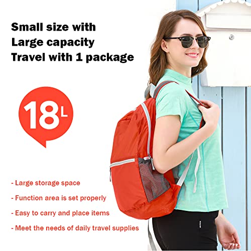 Onepolar 18L Lightweight Foldable Backpack, Casual Durable Hiking Backpack Travel Camping Outdoor Packable Backpack, Waterproof Portable Sport Daypack for Women Men Students