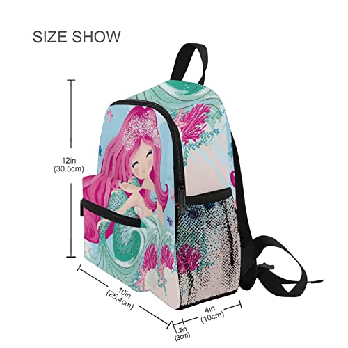Aflyko Mermaid Kids Backpack for Daycare Bookbag for Kindergarten Daypack for Toddler Girls and Boys 10 x 4 x 12 Inch