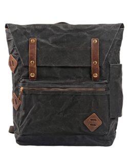 wudon leather laptop backpack for men – vintage waxed canvas shoulder rucksack for school flight hiking