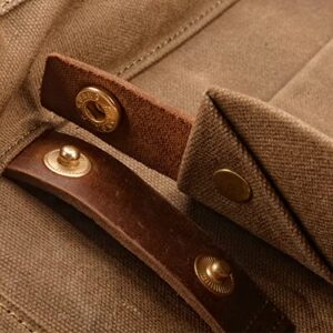 WUDON Leather Laptop Backpack for Men - Vintage Waxed Canvas Shoulder Rucksack for School Flight Hiking