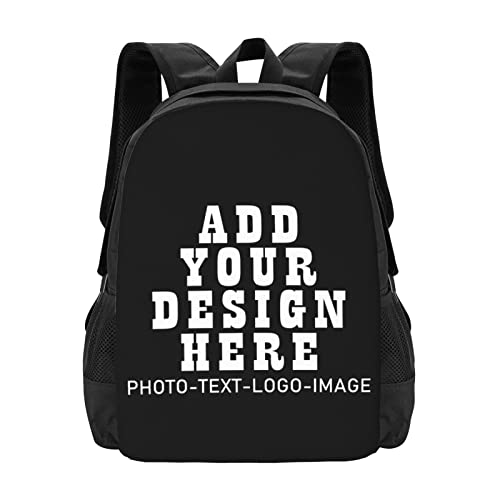 Custom Backpac Customize Travel Laptop Backpack Personalized, Add Your Own Text Image Briefcase Laptop School Bag,16.5 X 12.5 X 5.5 Inch Black Backpack