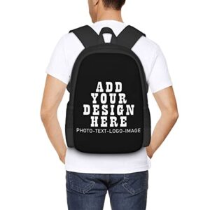 Custom Backpac Customize Travel Laptop Backpack Personalized, Add Your Own Text Image Briefcase Laptop School Bag,16.5 X 12.5 X 5.5 Inch Black Backpack