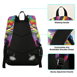 Tiger Animal Color Backpack for Teen Girls Boys,Elementary Kids School Bookbag with LED Lights 2021587 One Size