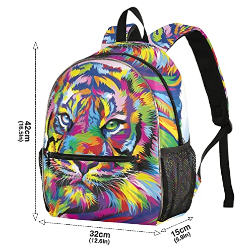 Tiger Animal Color Backpack for Teen Girls Boys,Elementary Kids School Bookbag with LED Lights 2021587 One Size