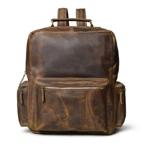 timester leather backpacks full grain leather laptop backpack for school travel backpacks for women.