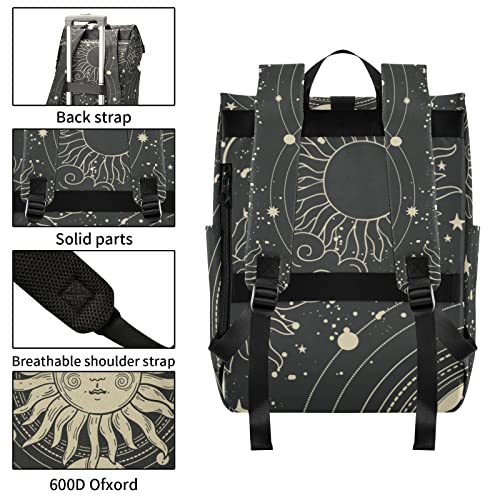 Astrology Tarot Goth Travel Roll Top Backpack for Men, Expandable Waterproof Trendy Laptop Backpack