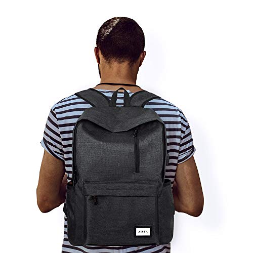 AISFA Laptop Backpack Travel Business Waterproof Backpack with USB Charging Port, Suitable for Travel, Camping, School, Business (Black)