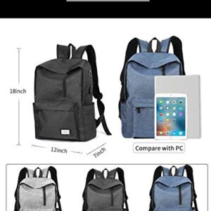 AISFA Laptop Backpack Travel Business Waterproof Backpack with USB Charging Port, Suitable for Travel, Camping, School, Business (Black)