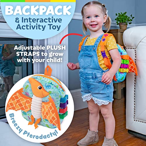 Buckle Toys - Breezy Pterodactyl Dinosaur Backpack - Educational Pre-K Learning Activity Toy - Develop Fine Motor Skills - Great Gift for Toddlers and Kids