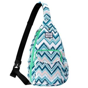 hawee sling shoulder bag for women anti-water crossbody backpack sport daypack, light blue wave