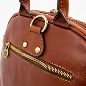 Time Resistance Leather Backpack Convertible to Shoulder Bag Full Grain Real Leather Travel Versatile Bag (Cognac)