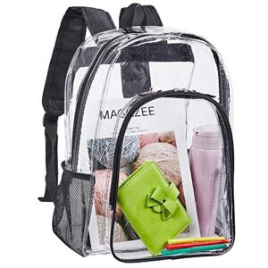 clear backpack, heavy duty see through backpack, transparent large bookbag for college, work, security travel & sports