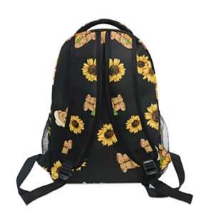 TropicalLife Floral Sunflower Animal Bear Pattern School Bag College Durable Backpack Travel Laptop Backpack Waterproof Bookbag Daypack for Girls/Boys