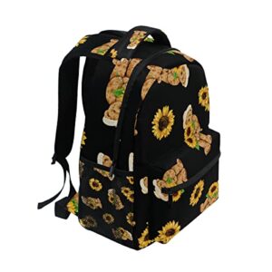 TropicalLife Floral Sunflower Animal Bear Pattern School Bag College Durable Backpack Travel Laptop Backpack Waterproof Bookbag Daypack for Girls/Boys