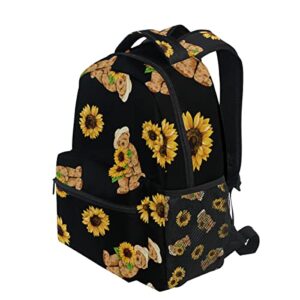 TropicalLife Floral Sunflower Animal Bear Pattern School Bag College Durable Backpack Travel Laptop Backpack Waterproof Bookbag Daypack for Girls/Boys