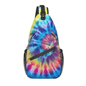 tie dye sling backpack leisure oblique cross chest bag for men women,durable adjustable gym bag cycling traveling hiking daypack