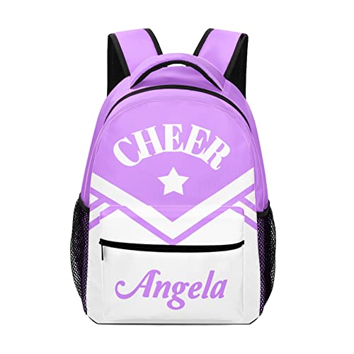 XOZOTY Personalized Cheerleader Backpacks Name Waterproof Laptop Bags Cheer Cheerleading Light Purple