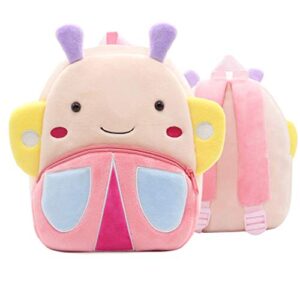 ladyzone toddler backpack zoo animals backpacks cute plush bag cartoon 10″ preschool book bag for 1-6 years girls boys (butterfly)