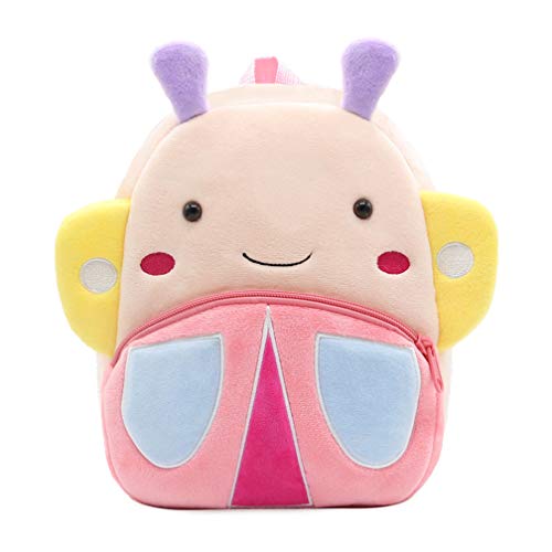 Ladyzone Toddler Backpack Zoo Animals Backpacks Cute Plush Bag Cartoon 10" Preschool Book Bag For 1-6 Years Girls Boys (Butterfly)