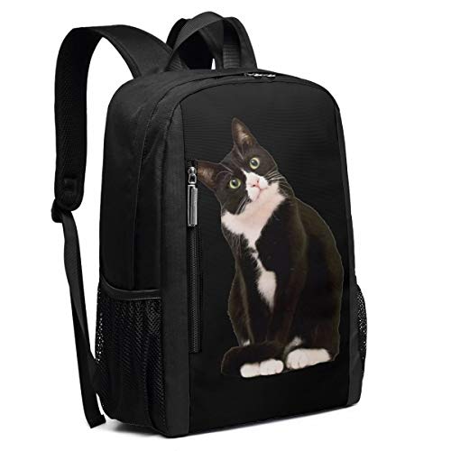 Black White Cat Rucksack Bookbag Lady Travel Backpack Laptop Bag for Boys Girls