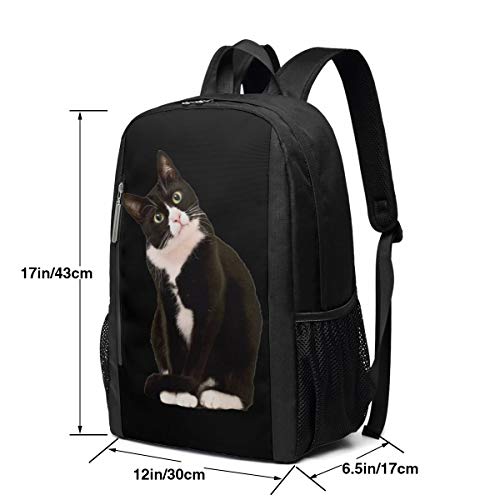 Black White Cat Rucksack Bookbag Lady Travel Backpack Laptop Bag for Boys Girls