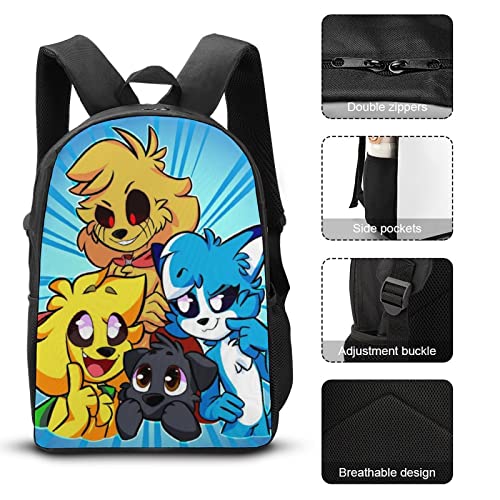 Zqiyhre Mike-Crack Backpack 3 PCS Set, 3D Print Anime Waterproof Laptop Backpack Pen Case Lunch Bag for Teenagers