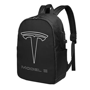 te-sla model-3-logo adult youth bag backpack schoolbag laptop bag usb camping bag17 inch for