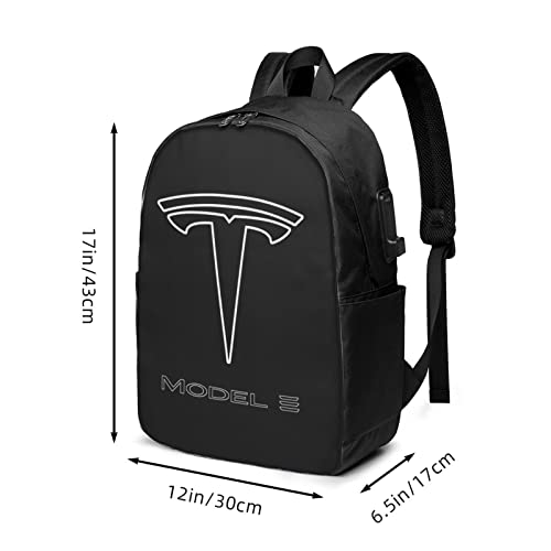 Te-Sla Model-3-Logo Adult Youth Bag Backpack Schoolbag Laptop Bag Usb Camping Bag17 Inch For