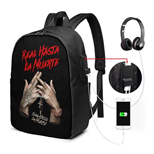 MORGAN MYERS Backpack USB Port Headphone Wire Interface Backpack 17 in School Backpack Casual Bag Fitness Backpack Travel Hiking Canvas Backpack