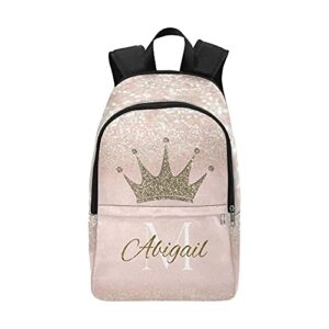 eiis princess glitter personalized casual backpack college school laptop travel daypack for boys girs 17 inch, one size