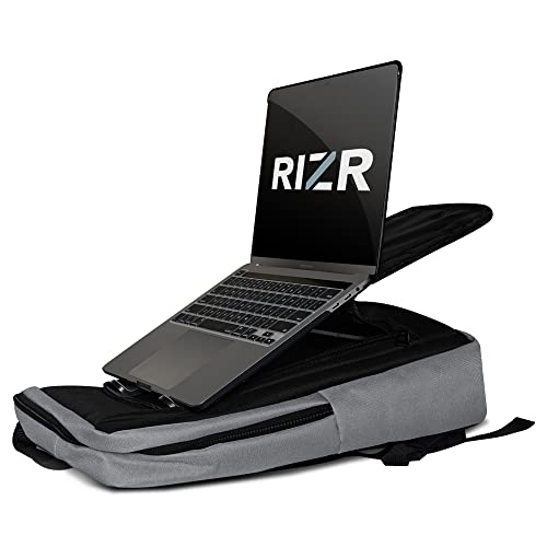 RIZR Commuter Backpack with Built-in Removable Laptop Riser. Premium Slim-Line Designed Computer Bag for Men and Women. Use for School or Work. Fits Up to 15.6 Inch Notebooks. Black and Gray.