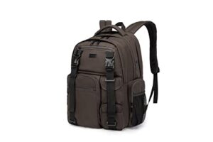 travel laptop backpack large school bag waterproof usb charging port fit 17 inch (brown)