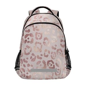 rose gold leopard print pink backpacks travel laptop daypack school book bag for men women teens kids