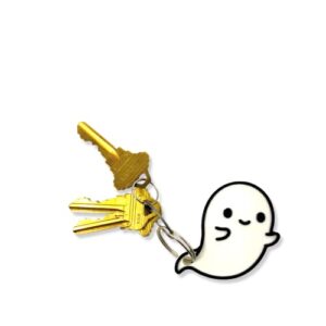 cute kawaii ghost keychain – perfect for hanging your keys. decorate your backpacks, lunchboxes, luggage, & tote bags (ghost)