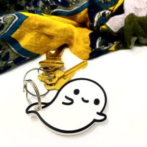 Cute Kawaii Ghost Keychain - Perfect for Hanging your keys. Decorate your Backpacks, Lunchboxes, Luggage, & Tote Bags (Ghost)