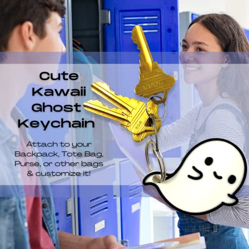 Cute Kawaii Ghost Keychain - Perfect for Hanging your keys. Decorate your Backpacks, Lunchboxes, Luggage, & Tote Bags (Ghost)